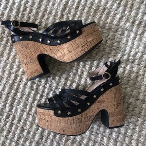 70s Style Chunky Platform Heels | size 7